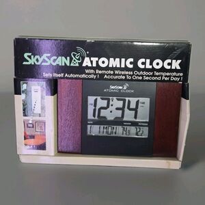 SkyScan Atomic Clock Indoor Outdoor Wireless Thermometer New in Box Model 86715A